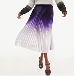 Tommy Hilfiger Gradient Purple and Silver Midi Pleated Skirt